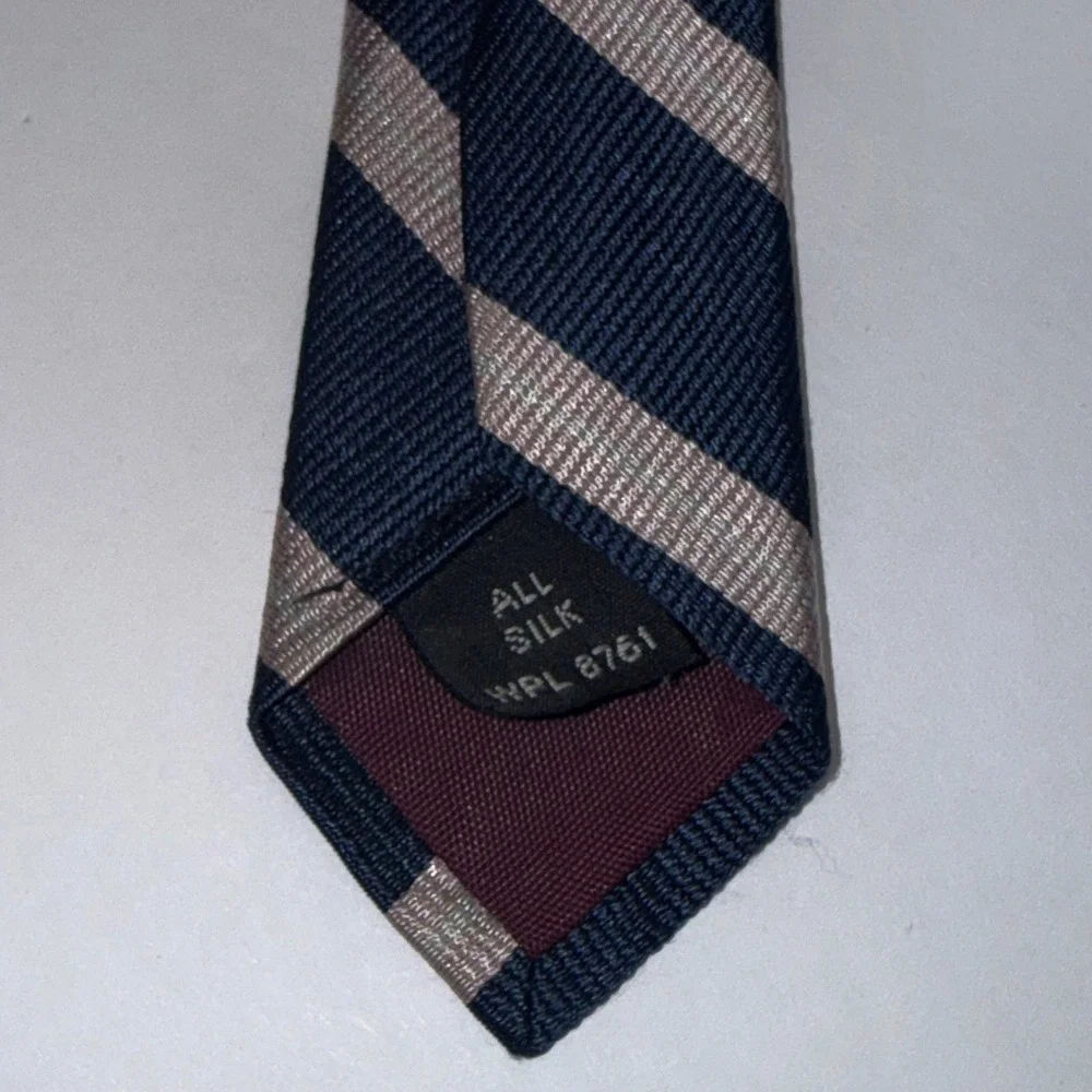 Vtg Brooks Brothers Necktie Men OS Navy Silver Striped Silk Brooksgate Repp USA